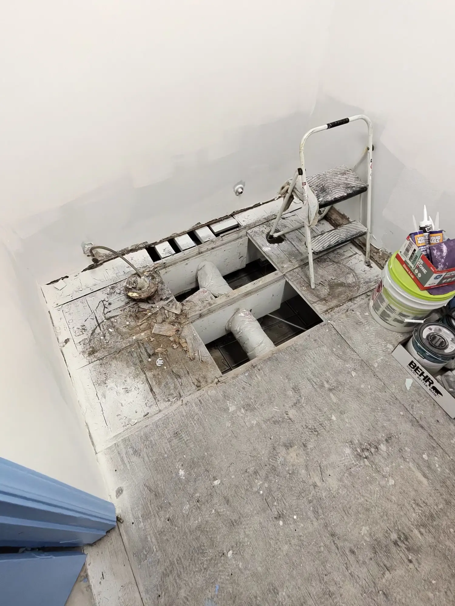 Restaurant service counter opened up during demolition